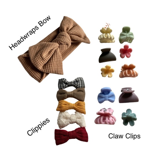 Headwrap Bow, Clippies And Claw Clips Bundle - Picture 1 of 8